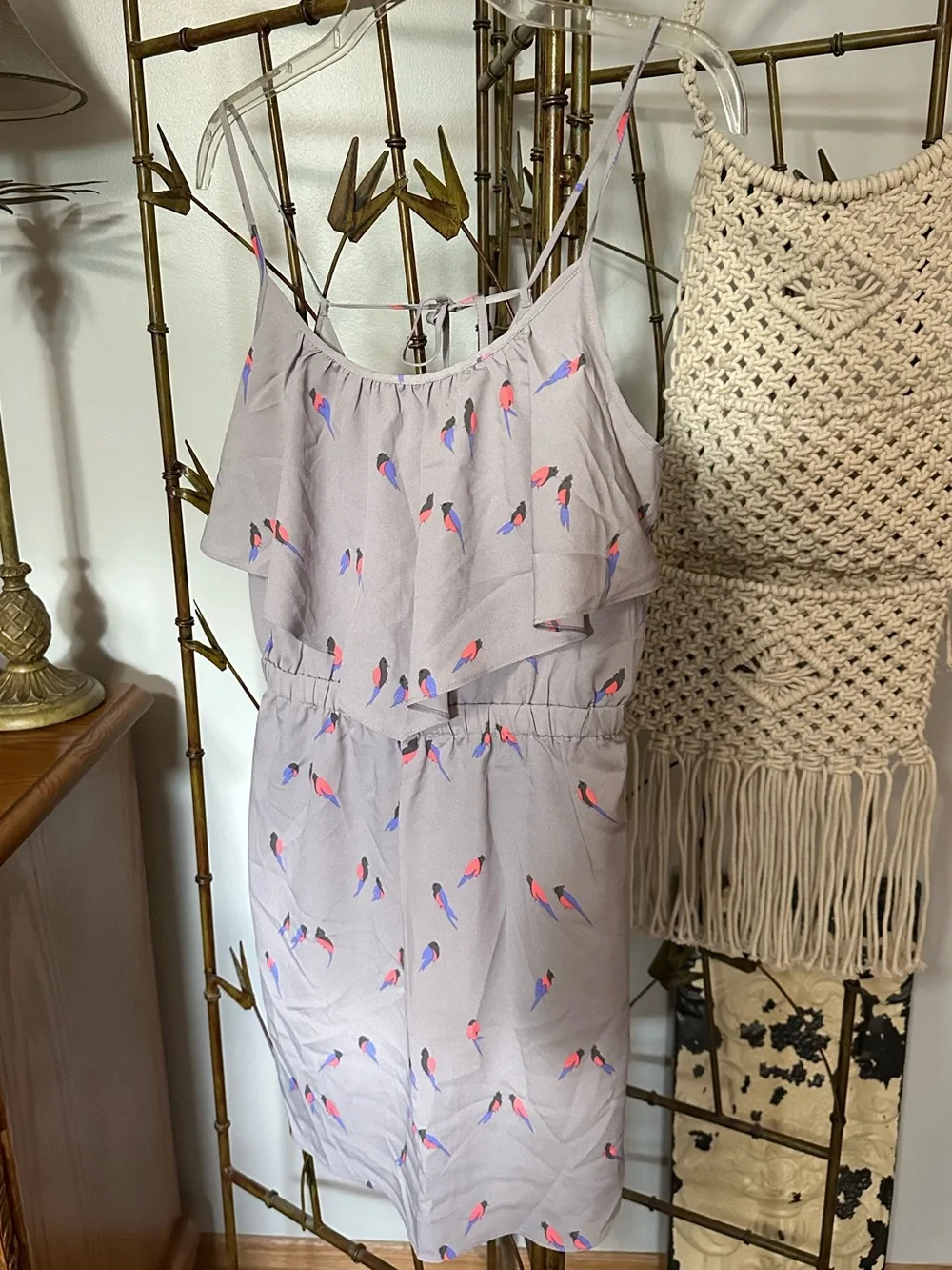 American Eagle Bird Pattern Sundress in Mauve- NWT Size M